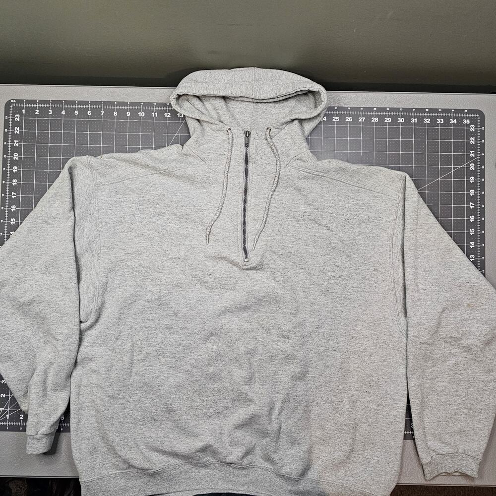 Vintage Fruit Of The Loom Hoodie XXL 1/4 Zip Gray 90s Essential Minimalist Skate